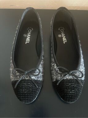 CHANEL | Shoes | Chanel 375 Pink Sequin Slingback 24p Interlocking